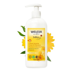 Weleda Caléndula Baby crema limpiadora para cuerpo y cabello 400ml