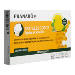 Pranarôm Aromaforce pastillas para la garganta con miel y limón