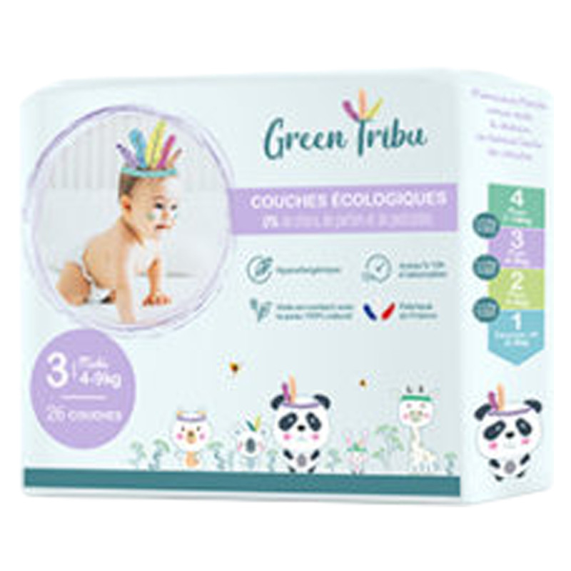 Pañales hipoalergénicos Green Tribu 26 para bebés de 3 a 4 kg a 9 kg