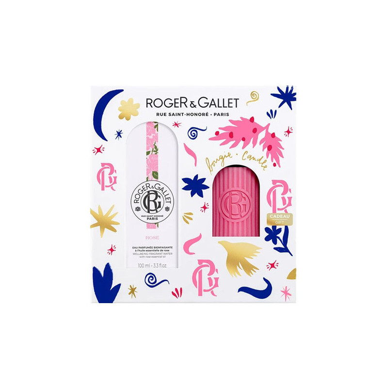 Roger Gallet Agua Perfumada 100ml y Vela Rosa 75gr Set de Regalo