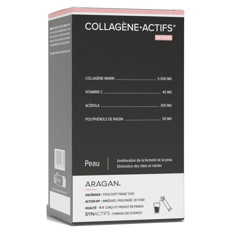 Aragan Colágeno Activo Piel sabor Fresa Yuzu 20 sticks
