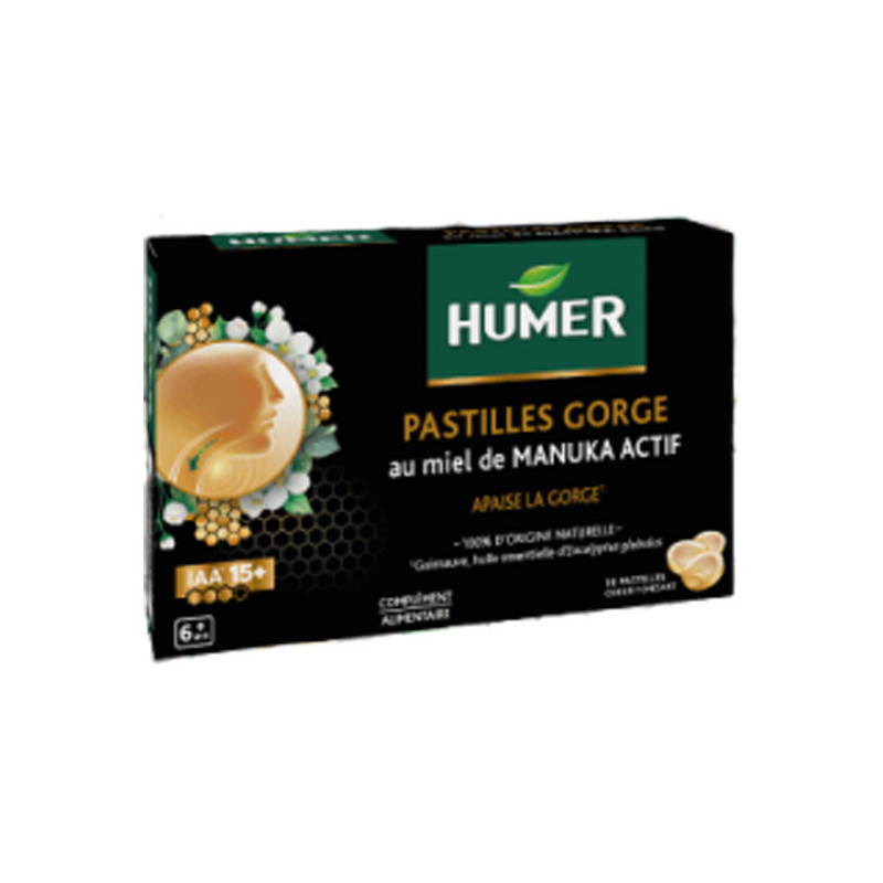 Humer Active Pastillas para la garganta con miel de Manuka IAA15+ 16 pastillas