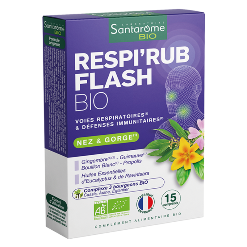 Santarome Bio Respi'Rub Flash bio 15 comprimidos