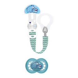 Mam Original chupete natural 6 Meses y + con clip para chupete azul