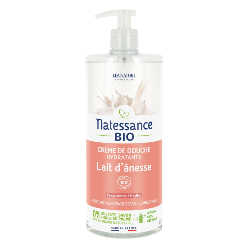 Natessance Crema de Ducha Hidratante de Leche de Burra BIO 1L