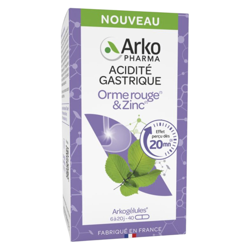Arkopharma Arkogélules Orme rouge et zinc 40 cápsulas