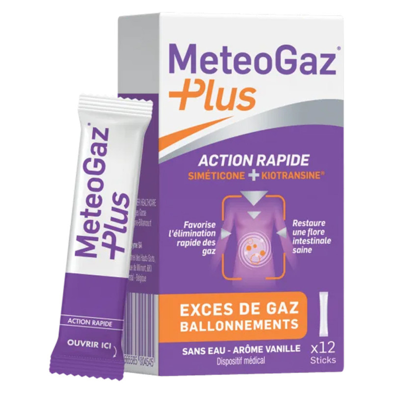 MeteoGaz Plus Acción Rápida Exceso de gases hinchazón 12 sticks