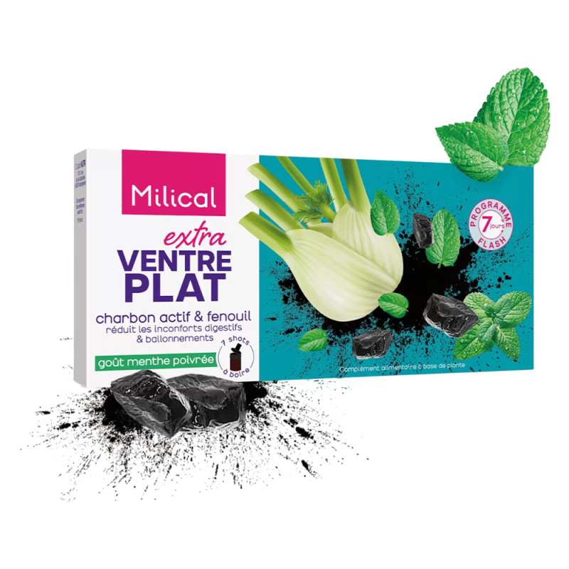 Milical Extra Vientre Plano Carbón Activado 7 cacitos
