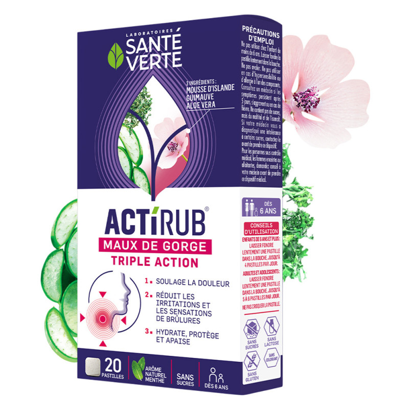 Santé Verte Actirub Dolor de garganta 20 pastillas para chupar