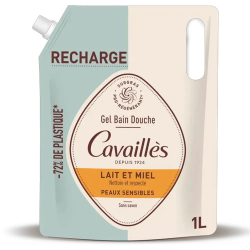 Cavaillès Eco-Recharge Gel de Baño de Leche y Miel para Pieles Sensibles 1L