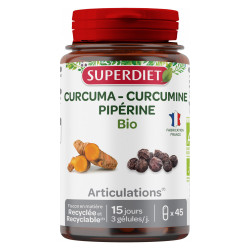 Superdiet Cúrcuma Orgánica Piperina 45 cápsulas