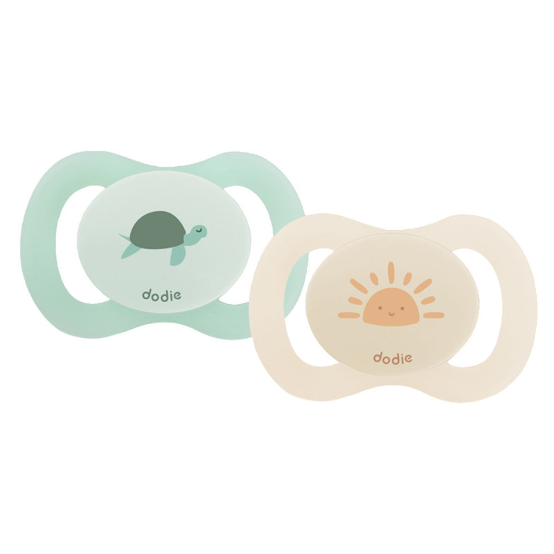 Chupete anatómico de silicona Dodie 0-2 meses Tortue y Soleil 2 unidades