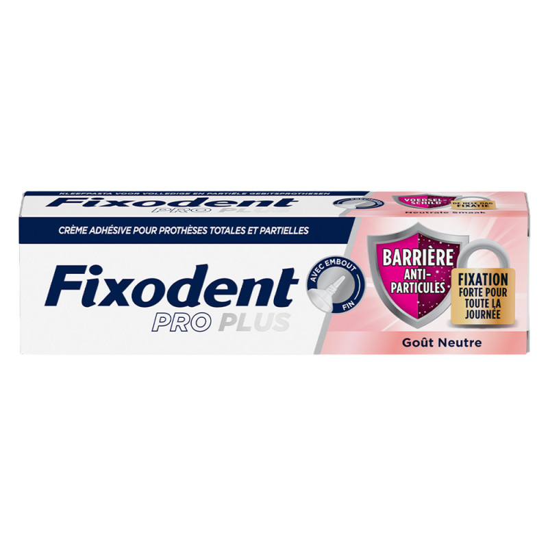 Fixodent Pro Plus Crema adhesiva barrera antipartículas sabor neutro 57gr