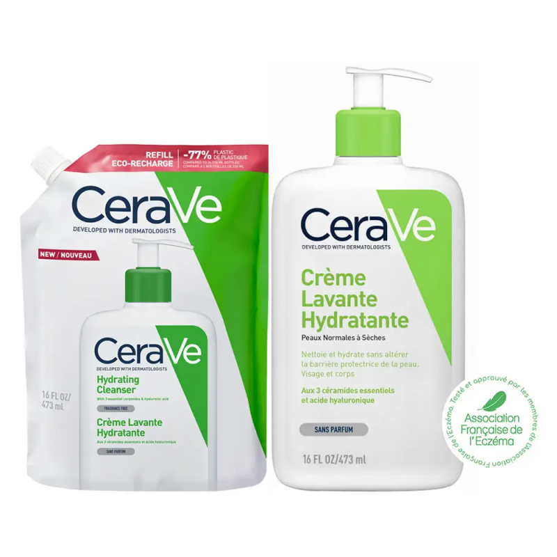CeraVe Crema Hidratante Limpiadora 473ml+ Eco-Relleno 473ml