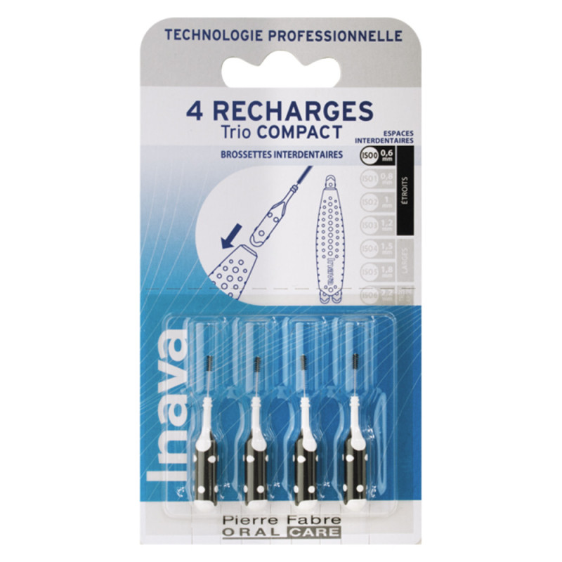 Inava Trio Cepillos Dentales Compactos Negro 4 recambios