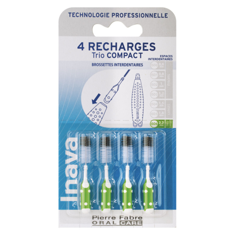 Inava Trio Cepillos Interdentales Compactos Verde 4 recambios