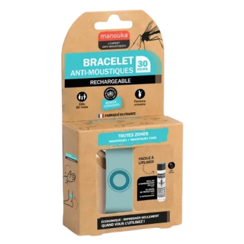 Manouka Pulsera antimosquitos adulto morada + recambio 6ml Manouka Pulsera antimosquitos adulto morada + recambio 6ml