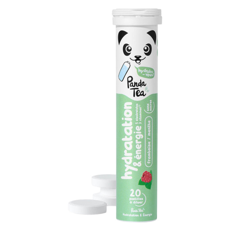 Panda Tea Hidratación y Energía Frambuesa Menta 20 pastillas para chupar