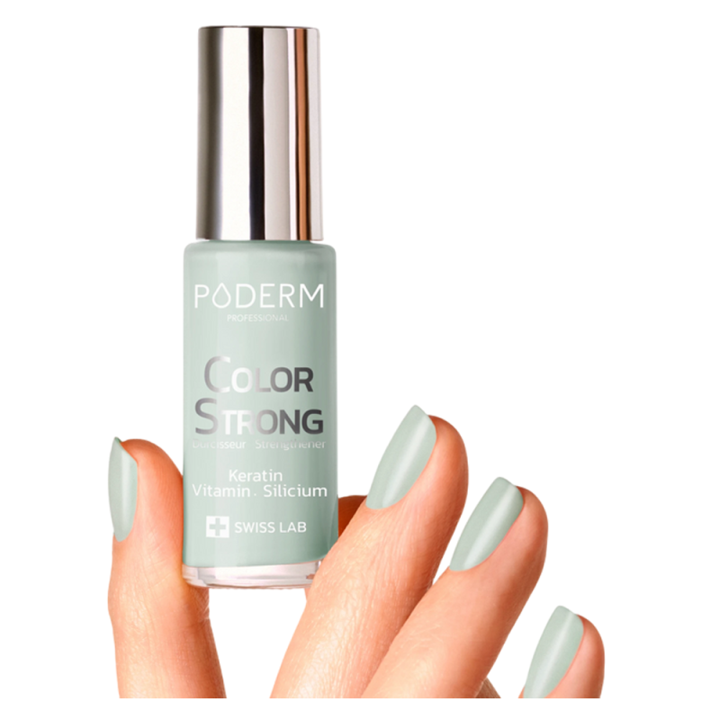Poderm Esmalte de Uñas Color Fuerte Endurecedor Suave salvia 8ml