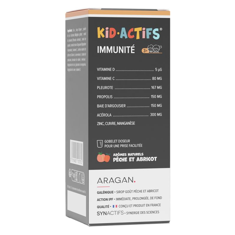 Aragan Synactifs KidActifs immunité Jarabe de melocotón y albaricoque 125ml
