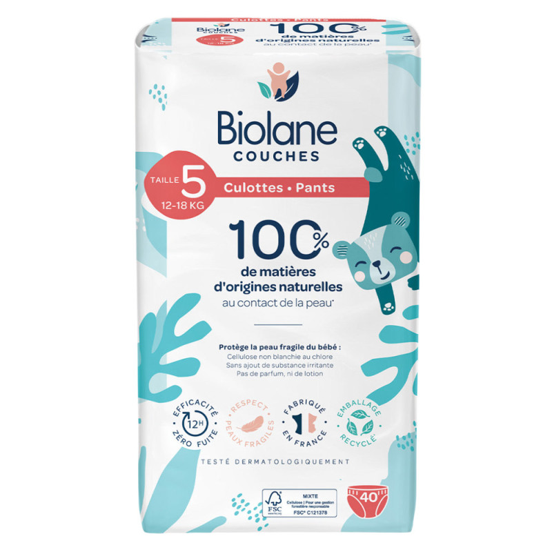 Biolane Pañales Naturales talla 5 de 12 a 18kg x40