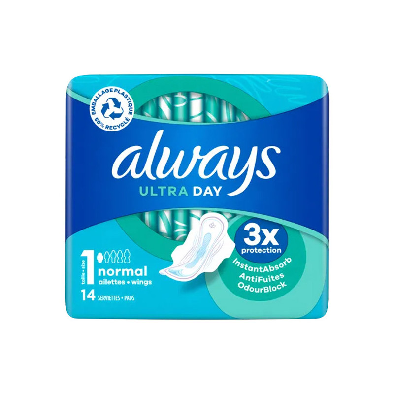 Always Ultra Normal con alas 14 compresas talla 1