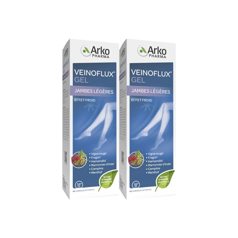 Arkopharma Veinoflux Gel Piernas Ligeras efecto frío envase de 2x150ml