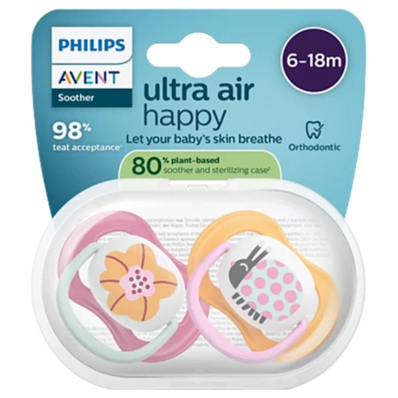 Chupetes ortodónticos Avent Schnuller Ultra Air 6-18 meses lote de 2