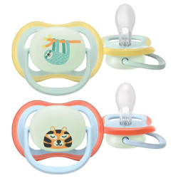 Chupete Avent Ultra Air nuit Chupetes ortodónticos diseño selva 0 - 6 meses pack de 2
