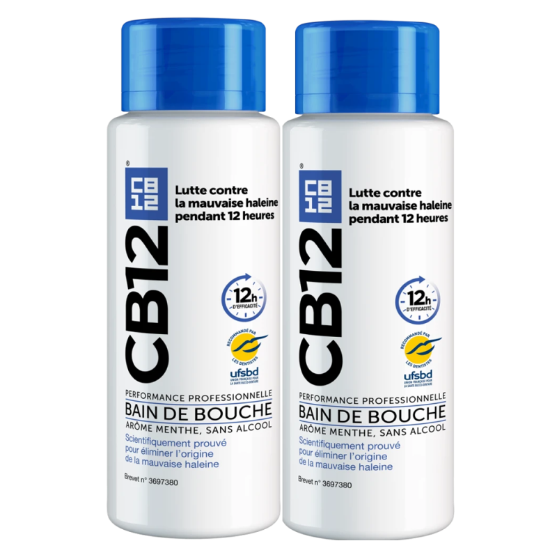 CB12 Enjuague bucal de menta sin alcohol 2x250ml