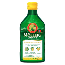 Moller's Omega-3 Huile de foie de morue arôme citron 250ml