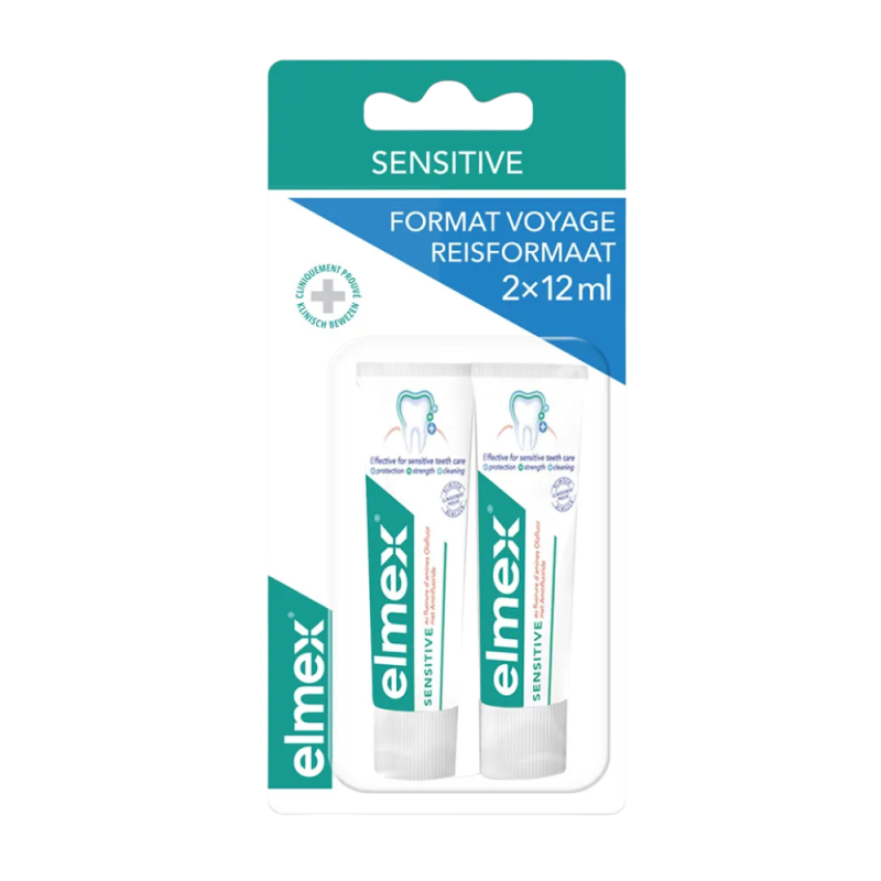 Pasta dentífrica Elmex sensitive tamaño viaje 2x12ml pack