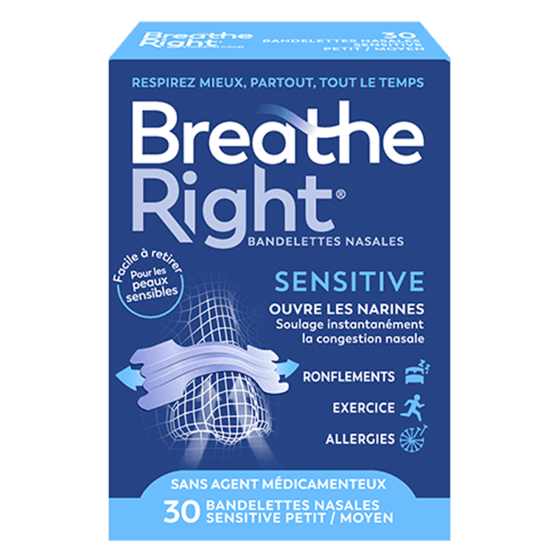 Breathe Right Sensitive tiras nasales pequeña/mediana caja de 30