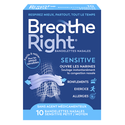 Breathe Right Sensitive tiras nasales pequeñas/medianas caja de 10