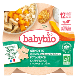 Babybio Plat Complet Quinotto Quinoa Potimarron Champignon & Fromage de Chèvre 12mois+ 230gr