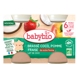 Babybio Brassé Coco Pomme Fraise  6 mois+ petits pots 2x130gr