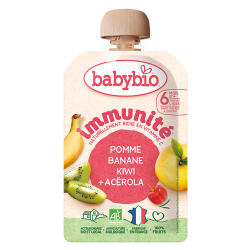 Babybio Immunité Pomme Banane Kiwi + Acérola  6 mois+ gourde 100gr