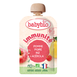 Babybio Immunité Pomme Poire Riz + Acérola  6 mois+ gourde 100gr