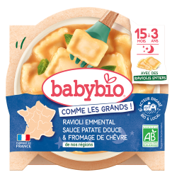 Babybio Ravioli Emmental sauce Patate douce & fromage de Chèvre assiette 190gr