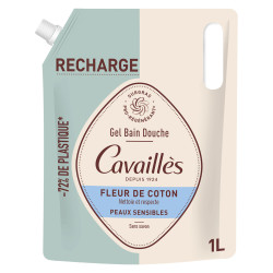 Cavaillès Fleur de coton Gel de baño y ducha para pieles sensibles eco-recarga 1L