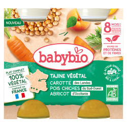 Babybio Tajine Végétal Landes zanahoria, garbanzos del suroeste, albaricoque 2x200gr