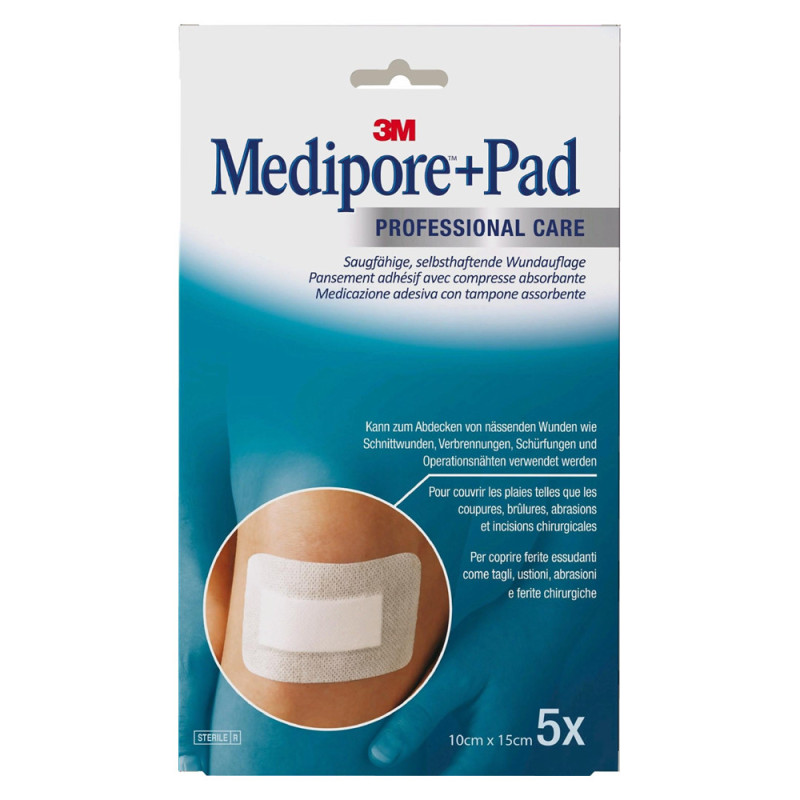 3M Medipore + Pad Apósitos adhesivos estériles con compresa 10x15cm 10 uds