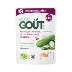 Good Goût Calabacines estofados, arroz, leche de coco, curry y gambas platos ecológicos para bebés 190gr