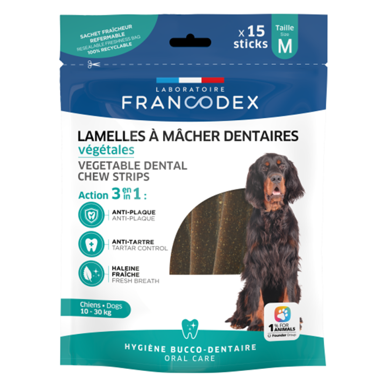 Francodex 15 Tiras dentales masticables M perros