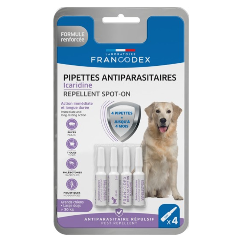 Francodex Icaridine Spot-on perros grandes 4 x 1,2ml