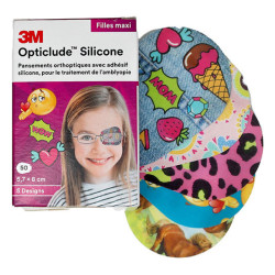 Solventum Opticlude Design Girl: apósito ortóptico de silicona, tamaño mediano, 5,3 x 7 cm, 50 unidades
