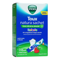 Vicks Toux Natura, jarabe en sobres para niños, 14 sobres de 10 ml