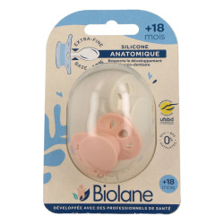 Biolane Chupete anatómico para la noche, a partir de 18 meses, azul y beige, 2 unidades