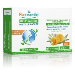 Puressentiel Respiratorio Pastillas en forma de corazón líquido, 16 pastillas
