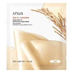 Anua Rice 70 + Mascarilla de colágeno Ceramide Glow, 4 x 38 g
